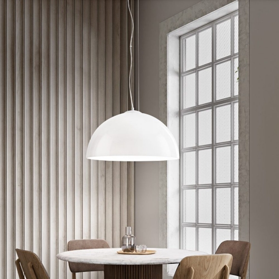 Perenz bell lampadario per cucina moderna cupola vetro bianco