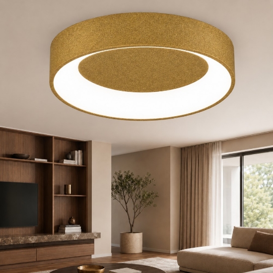 Plafoniera 60 cm moderna tonda ad anello oro opaco led 36w cct 3000k 4000k