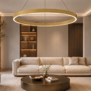 Lampadario moderno oro opaco anello 802 cm led 76w cct 3000k 4000k per soggiorno