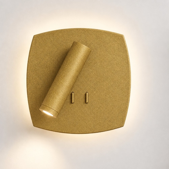 Applique moderna oro opaco orientabile led 6+3w 3000k biemissione da comodino