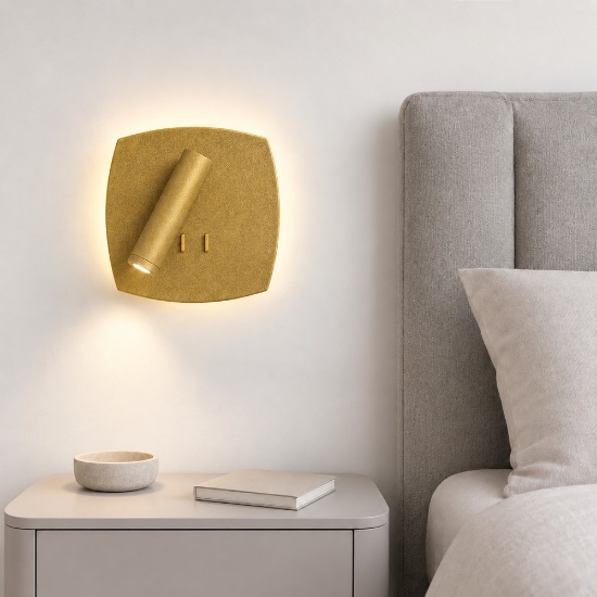 Applique moderna oro opaco orientabile led 6+3w 3000k biemissione da comodino