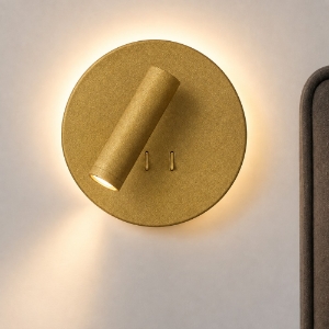 Applique moderna da comodino oro tonda led 6+3w 3000k luce orientabile per camera da letto