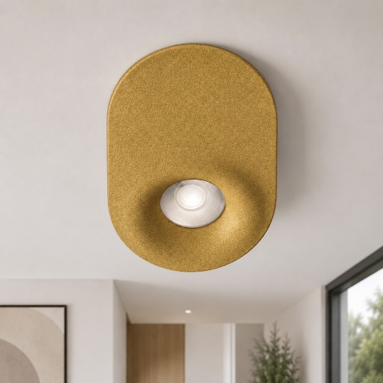 Faretto moderno da soffitto oro satinato led 10w cct 3000k 4000k ip44