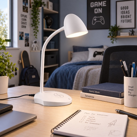 Lampada da scrivania led 4w 3000k bianca con ricarica induzione