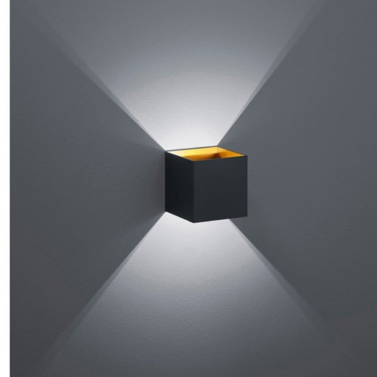 Applique da parete led 3000k 10cm cubo nero opaco