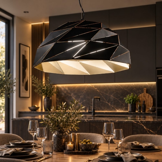 Perenz tilt lampadario per cucina moderna cupola nero e oro