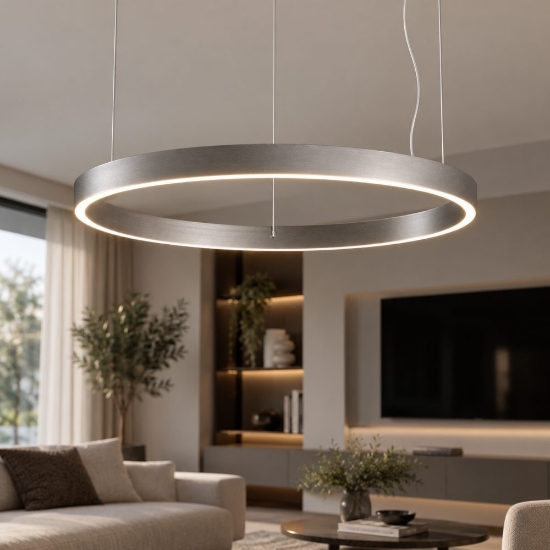 Perenz etere lampadario moderno anello grigio led 72w 3000k dimmerabile