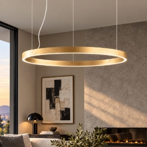Perenz etere lampadario a sospensione moderno anello oro led 72w 3000k dimmerabile
