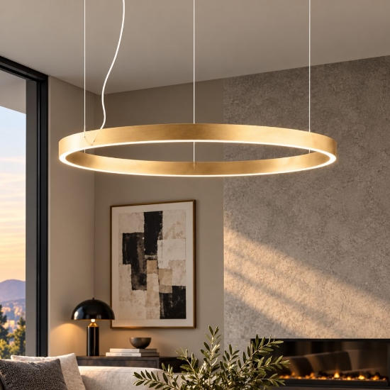 Perenz etere lampadario a sospensione moderno anello oro led 72w 3000k dimmerabile