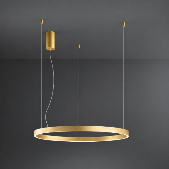 Perenz etere lampadario a sospensione moderno anello oro led 72w 3000k dimmerabile
