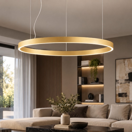 Perenz etere lampadario ad anello oro moderno led 87w 3000k dimmerabile