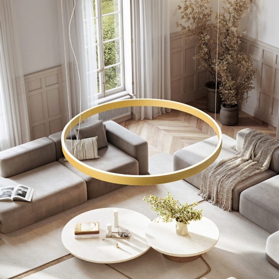 Perenz etere lampadario ad anello oro moderno led 87w 3000k dimmerabile