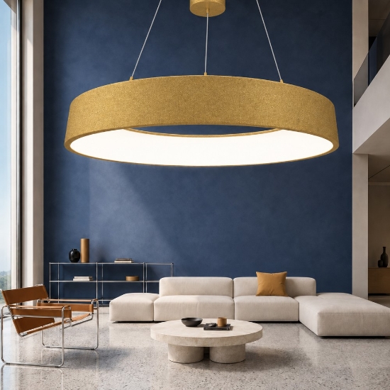 Lampadario 80 cm moderno oro anello led 96w cct 3000k 4000k per soggiorno