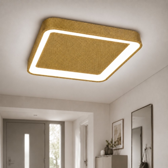 Plafoniera 35cm moderna quadrata oro opaco led 40w cct 3000k 4000k per ingresso