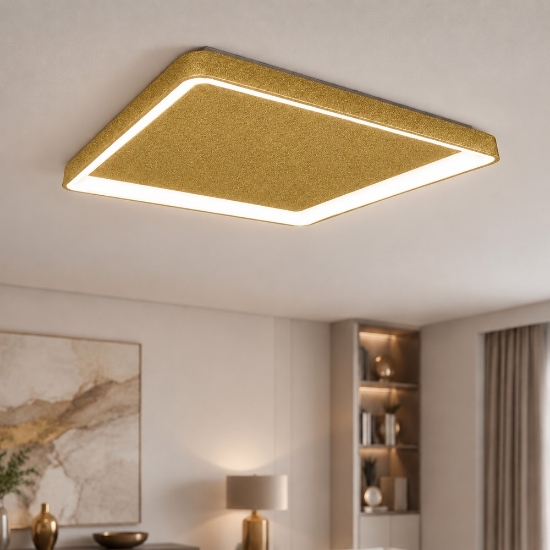 Plafoniera 65cm moderna quadrata oro opaco led 70w cct 3000k 4000k per soggiorno