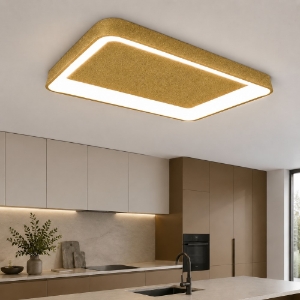 Plafoniera 50cm moderna rettangolare oro opaco per cucina led 48w cct 3000k 4000k