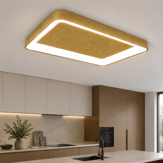 Plafoniera 50cm moderna rettangolare oro opaco per cucina led 48w cct 3000k 4000k