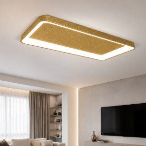 Plafoniera 70cm moderna rettangolare oro opaco per soggiorno led 60w cct 3000k 4000k