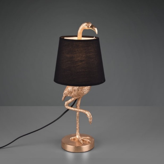Lampada da tavolo oro nero fenicottero moderna