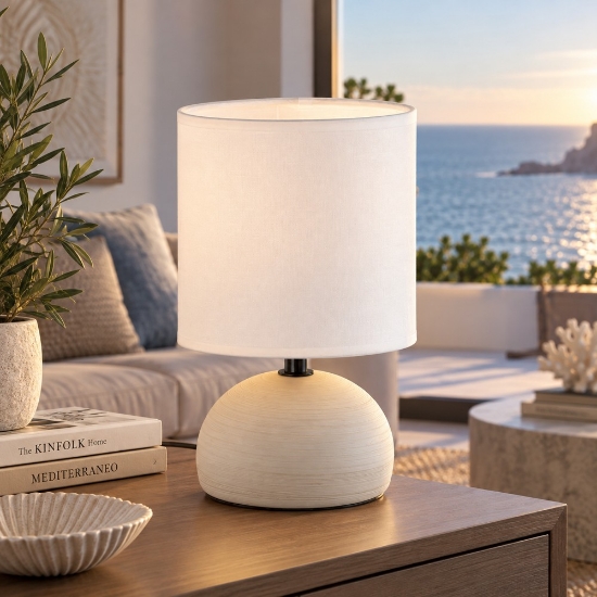 Lampada da tavolo per soggiorno  semisferica cappuccino