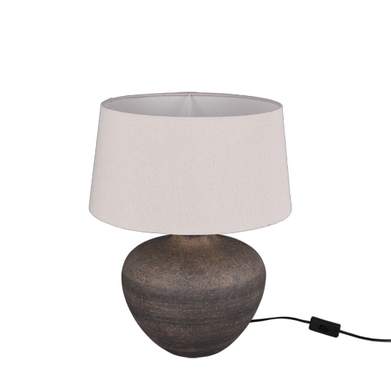 Lampada per comò camera da letto marrone paralume tessuto