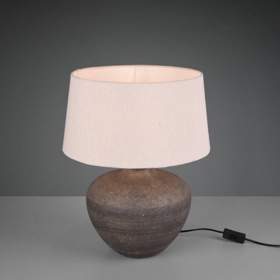 Lampada per comò camera da letto marrone paralume tessuto