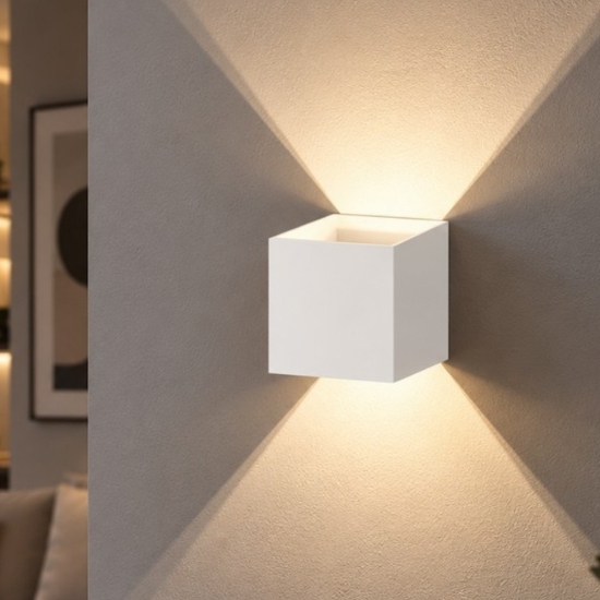 Applique cubo da parete bianco opaco led 4.3w 3000k