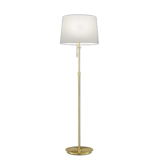 Lampada da terra ottone satinato paralume bianco