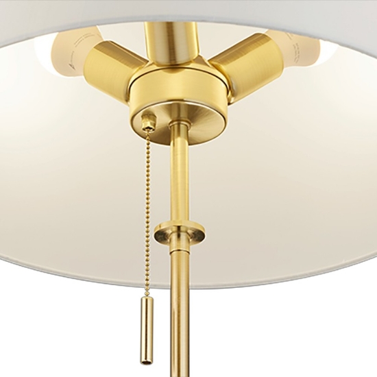 Lampada da terra ottone satinato paralume bianco
