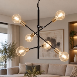 Perenz vector lampadario a sospensione moderno nero ottone a sei luci