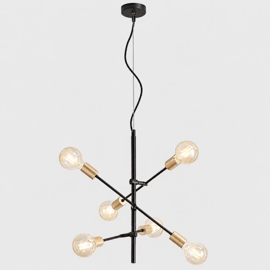 Perenz vector lampadario a sospensione moderno nero ottone a sei luci