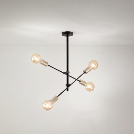 Perenz vector lampadario a sospensione quattro luci nero ottone