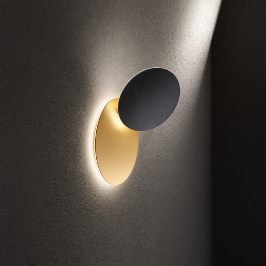 Perenz drum applique per camera da letto nero oro led 22w 3000k orientabile