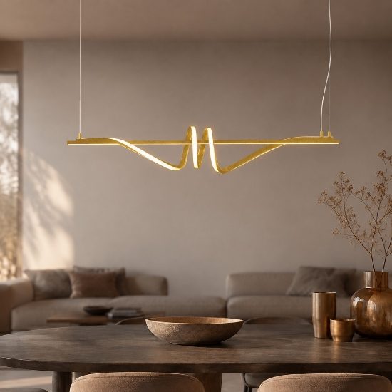 Lampadario a sospensione led 54w cct 3000k 6000k dimmerabile con telecomando oro opaco