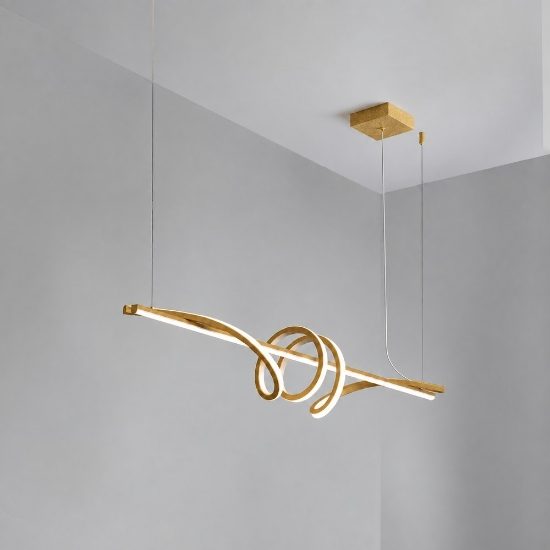 Lampadario a sospensione led 54w cct 3000k 6000k dimmerabile con telecomando oro opaco