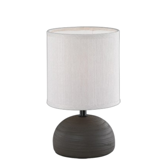 Lampada da tavolo semisferica marrone paralume tessuto