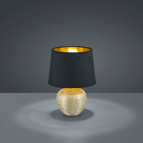 Abat-jour da comodino camera da letto oro paralume nero