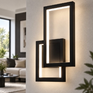 Perenz cross applique da parete squadrata nera led 20w cct 3000k 4000k 6000k dimmerabile