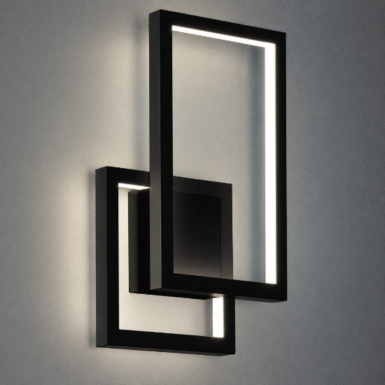 Perenz cross applique da parete squadrata nera led 20w cct 3000k 4000k 6000k dimmerabile