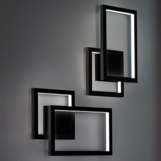 Perenz cross applique da parete squadrata nera led 20w cct 3000k 4000k 6000k dimmerabile