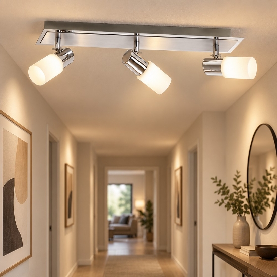 Plafoniera con faretti spot orientabili cromo led 3000k