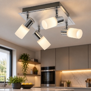Plafoniera da soffitto 4 faretti orientabili led 4,3w 3000k