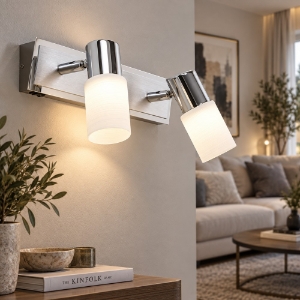 Applique da parete doppio spot orientabile cromo led 3000k