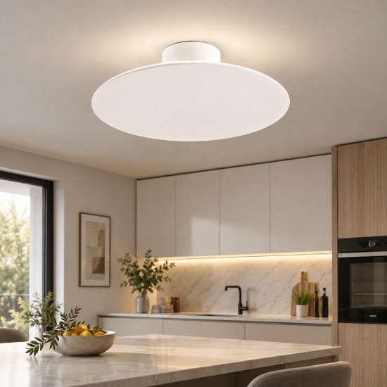 Perenz nebula plafoniera led 28w cct 3000k 4000k 6000k per cucina rotonda bianca dimmerabile
