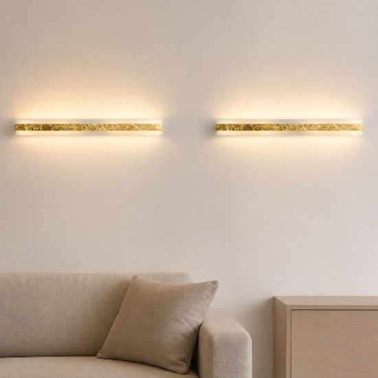 Applique led 69w cct 3000k 4000k grande moderna da parete foglia oro