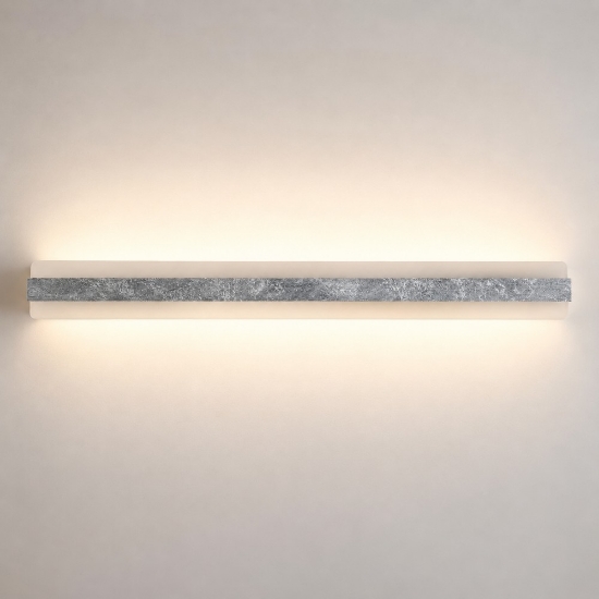 Applique grande da parete foglia argento led 69w cct 3000k 4000k