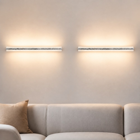 Applique grande da parete foglia argento led 69w cct 3000k 4000k