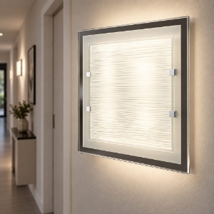 Perenz frame applique da parete moderna quadrata bianco vetro striato
