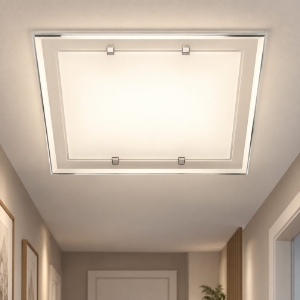 Perenz frame plafoniera da soffitto moderna quadrata vetro bianco lucido 40cm