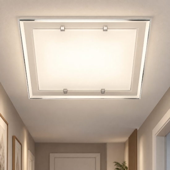 Perenz frame plafoniera da soffitto moderna quadrata vetro bianco lucido 40cm